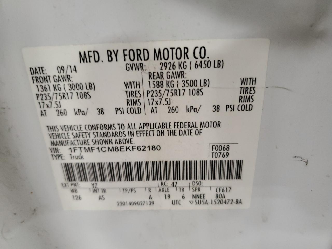 Photo 11 VIN: 1FTMF1CM8EKF62180 - FORD F-150 