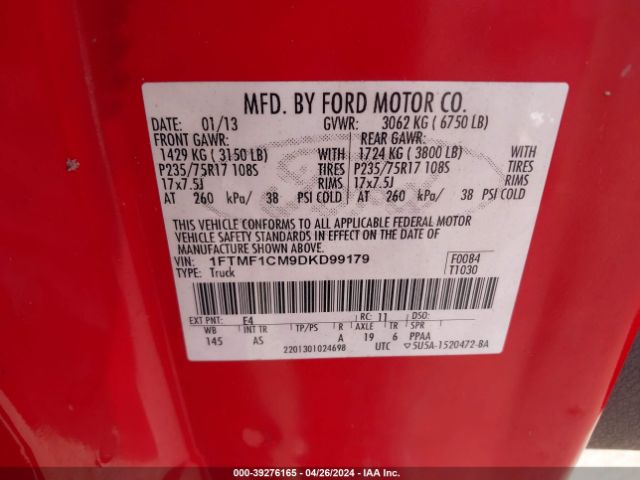 Photo 8 VIN: 1FTMF1CM9DKD99179 - FORD F-150 