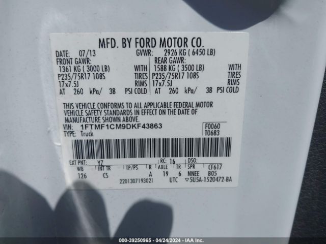 Photo 8 VIN: 1FTMF1CM9DKF43863 - FORD F-150 