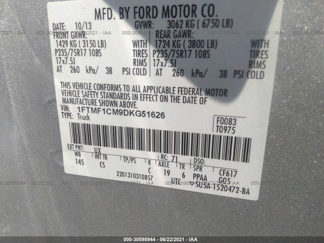 Photo 8 VIN: 1FTMF1CM9DKG51626 - FORD F-150 