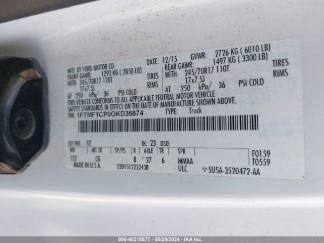 Photo 8 VIN: 1FTMF1CP0GKD36874 - FORD F-150 