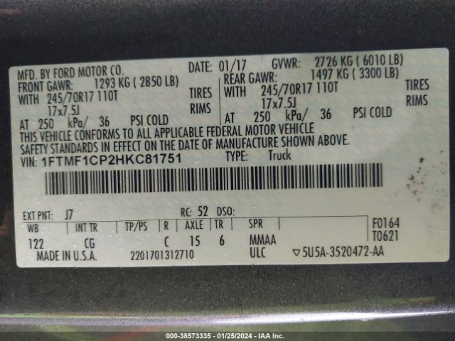 Photo 8 VIN: 1FTMF1CP2HKC81751 - FORD F-150 