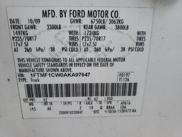 Photo 9 VIN: 1FTMF1CW0AKA97647 - FORD F150 