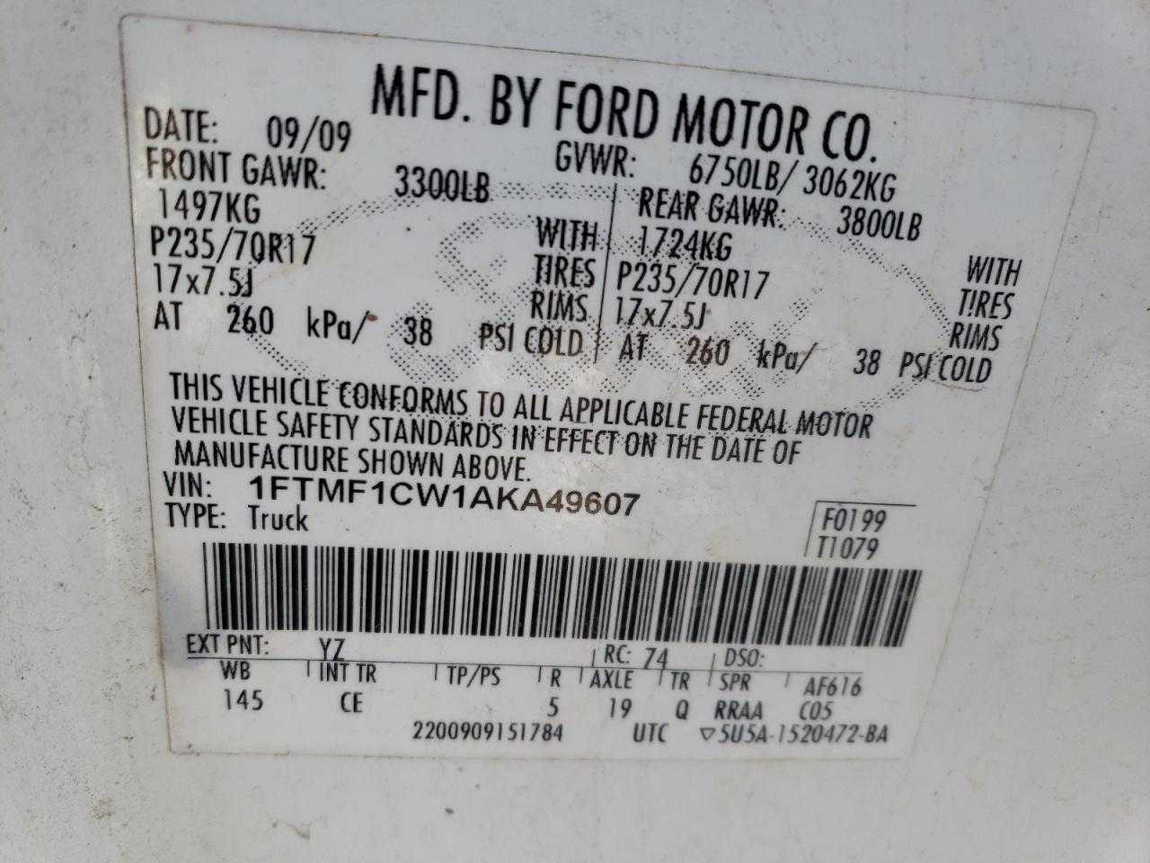 Photo 11 VIN: 1FTMF1CW1AKA49607 - FORD F-150 