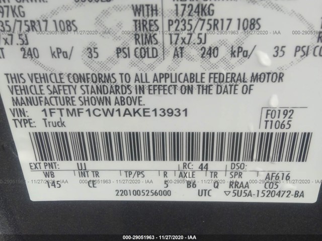 Photo 8 VIN: 1FTMF1CW1AKE13931 - FORD F-150 