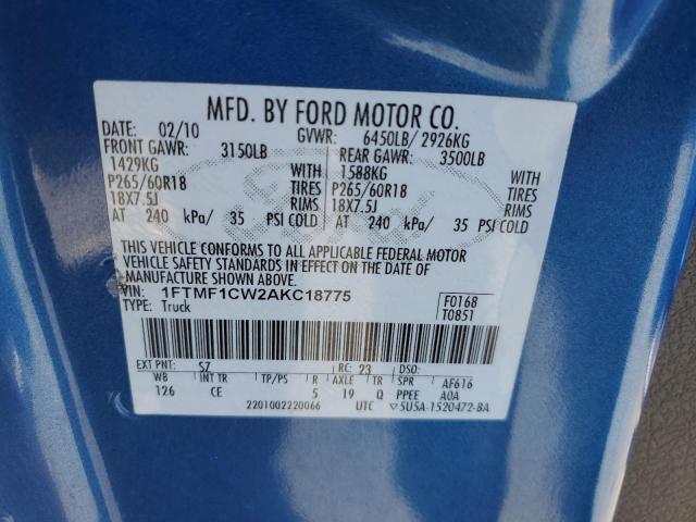 Photo 12 VIN: 1FTMF1CW2AKC18775 - FORD F150 