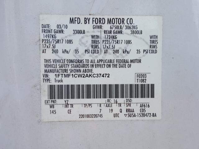 Photo 9 VIN: 1FTMF1CW2AKC37472 - FORD F150 