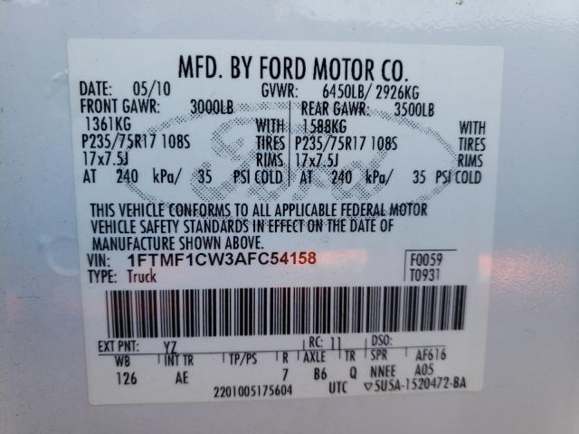 Photo 9 VIN: 1FTMF1CW3AFC54158 - FORD F150 