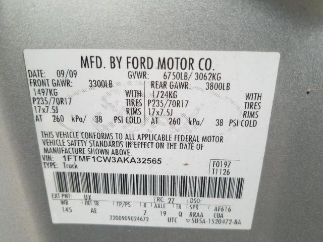 Photo 9 VIN: 1FTMF1CW3AKA32565 - FORD F150 