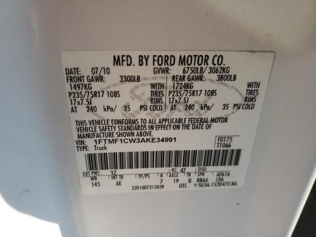 Photo 9 VIN: 1FTMF1CW3AKE34991 - FORD F150 