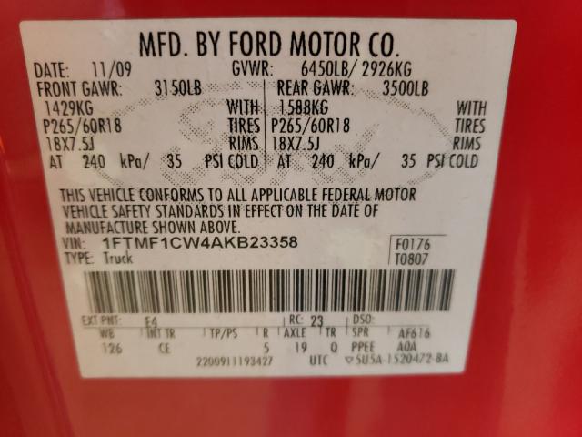 Photo 9 VIN: 1FTMF1CW4AKB23358 - FORD F150 