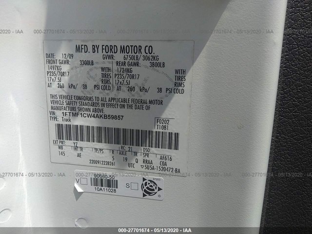 Photo 8 VIN: 1FTMF1CW4AKB59857 - FORD F-150 