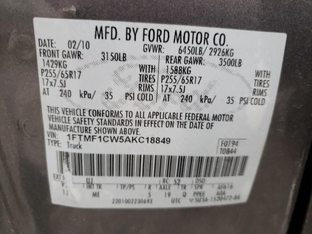 Photo 9 VIN: 1FTMF1CW5AKC18849 - FORD F150 