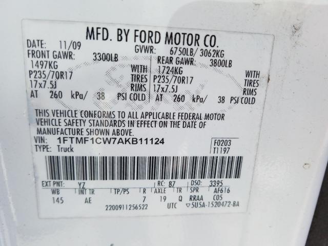 Photo 9 VIN: 1FTMF1CW7AKB11124 - FORD F150 