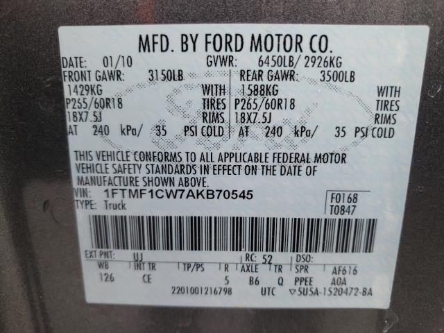 Photo 9 VIN: 1FTMF1CW7AKB70545 - FORD F150 