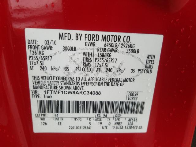 Photo 9 VIN: 1FTMF1CW8AKC34088 - FORD F150 