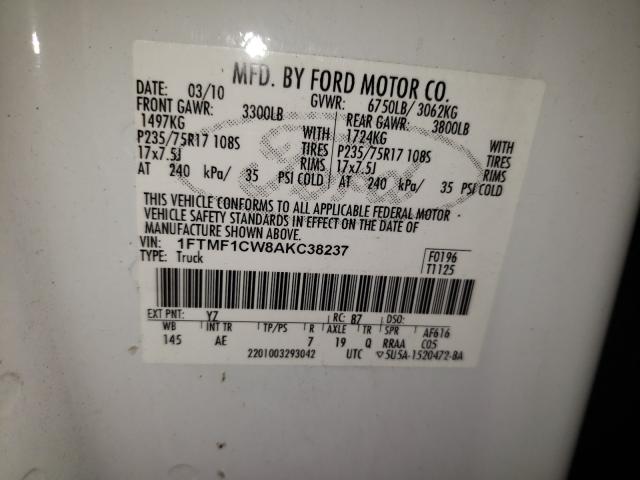 Photo 9 VIN: 1FTMF1CW8AKC38237 - FORD F150 