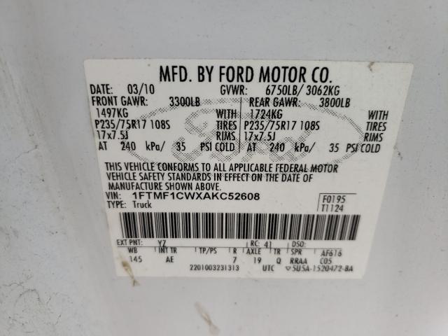 Photo 9 VIN: 1FTMF1CWXAKC52608 - FORD F150 