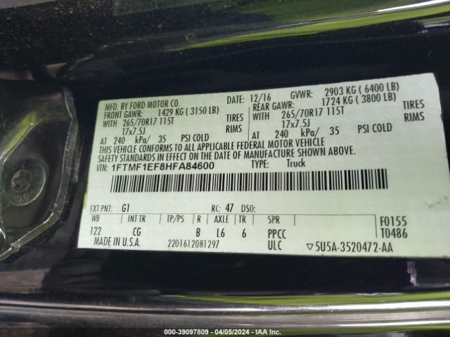 Photo 8 VIN: 1FTMF1EF8HFA84600 - FORD F-150 