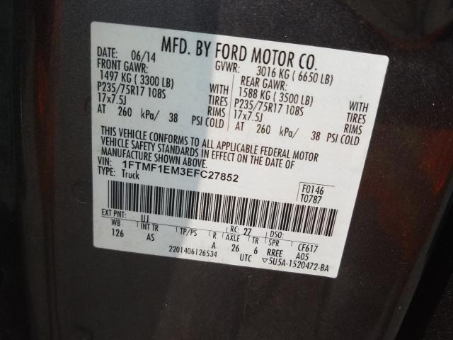 Photo 9 VIN: 1FTMF1EM3EFC27852 - FORD F150 