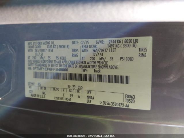 Photo 8 VIN: 1FTMF1EP6FFB49000 - FORD F-150 