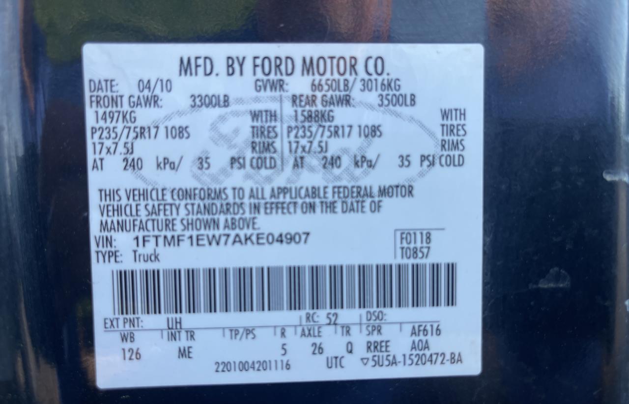 Photo 9 VIN: 1FTMF1EW7AKE04907 - FORD F-150 