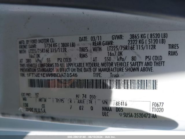 Photo 8 VIN: 1FTNE1EW6BDA78546 - FORD E-150 