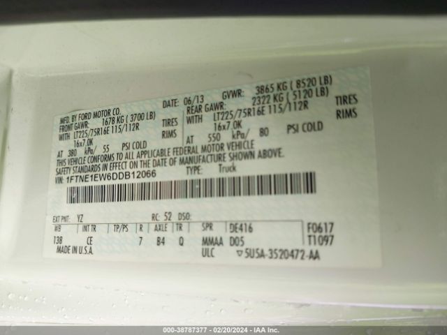 Photo 8 VIN: 1FTNE1EW6DDB12066 - FORD E-150 