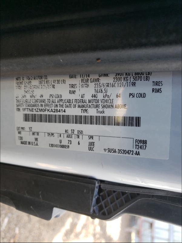 Photo 9 VIN: 1FTNE1ZM0FKA28414 - FORD TRANSIT T- 