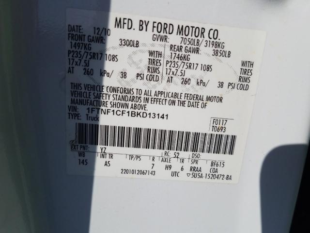 Photo 9 VIN: 1FTNF1CF1BKD13141 - FORD F150 