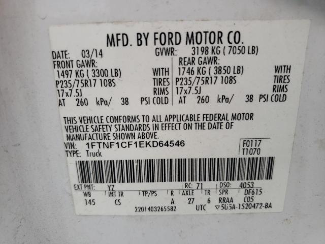 Photo 9 VIN: 1FTNF1CF1EKD64546 - FORD F150 