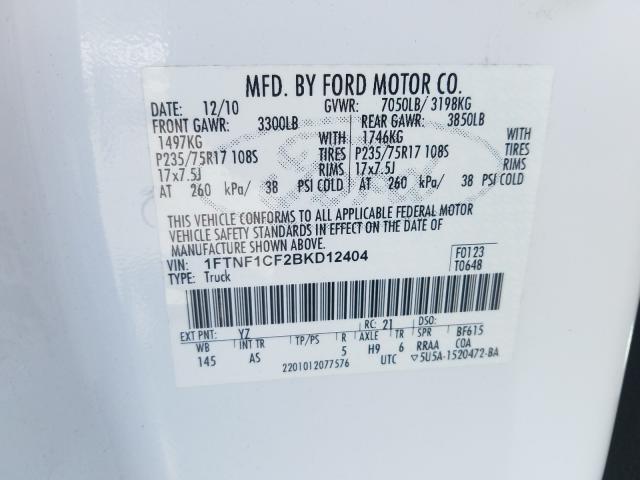 Photo 9 VIN: 1FTNF1CF2BKD12404 - FORD F150 