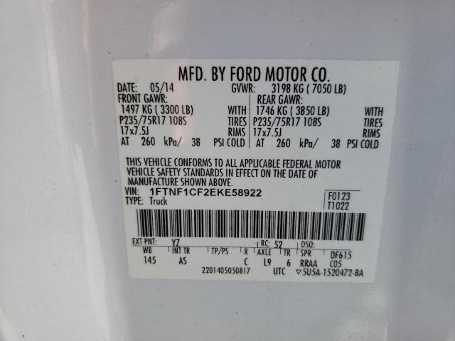 Photo 11 VIN: 1FTNF1CF2EKE58922 - FORD F150 