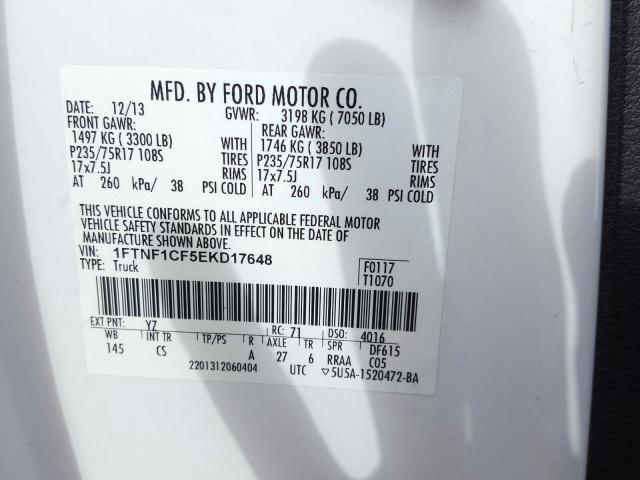 Photo 9 VIN: 1FTNF1CF5EKD17648 - FORD F150 