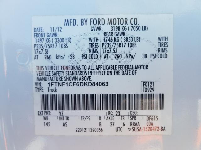 Photo 9 VIN: 1FTNF1CF6DKD84063 - FORD F150 