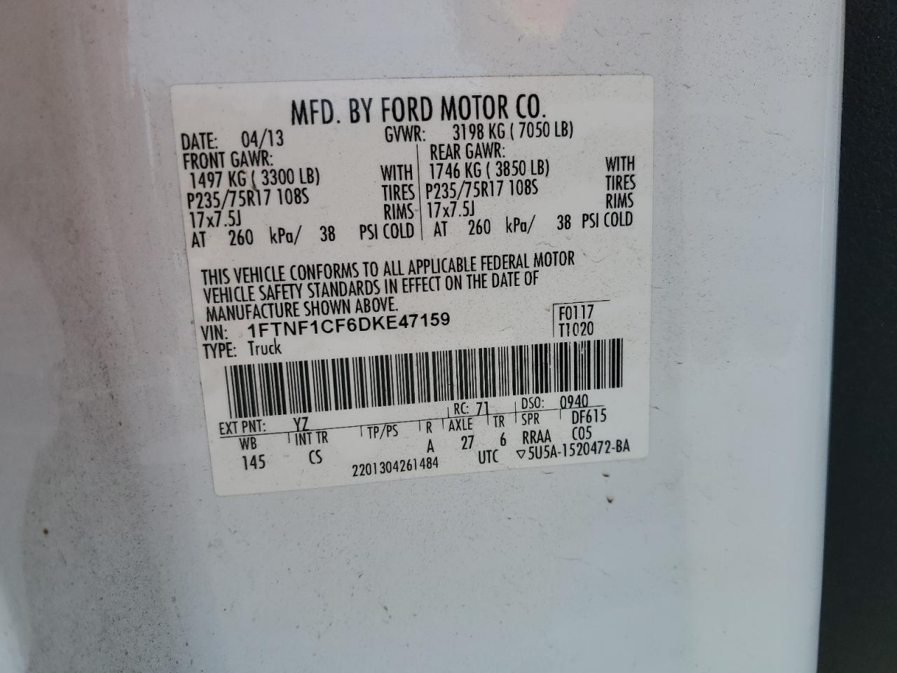 Photo 11 VIN: 1FTNF1CF6DKE47159 - FORD F-150 