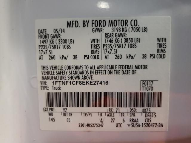 Photo 9 VIN: 1FTNF1CF8EKE27416 - FORD F150 