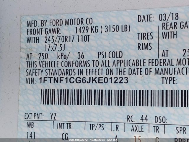 Photo 8 VIN: 1FTNF1CG6JKE01223 - FORD F-150 