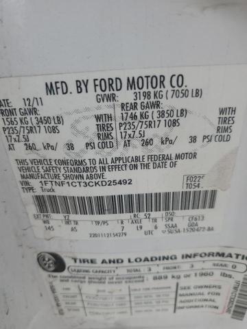 Photo 11 VIN: 1FTNF1CT3CKD25492 - FORD F150 