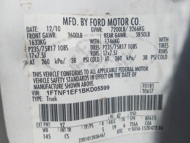 Photo 9 VIN: 1FTNF1EF1BKD05599 - FORD F150 