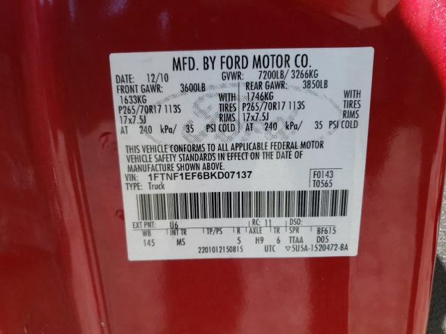 Photo 9 VIN: 1FTNF1EF6BKD07137 - FORD F150 