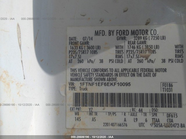 Photo 8 VIN: 1FTNF1EF6EKF10095 - FORD F-150 