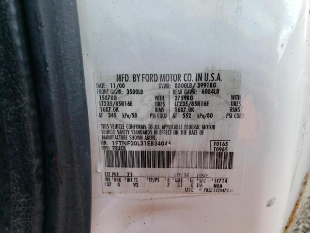 Photo 11 VIN: 1FTNF20L31EB34046 - FORD F250 