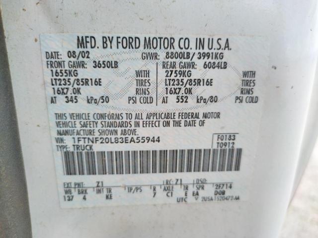 Photo 9 VIN: 1FTNF20L83EA55944 - FORD F250 SUPER 