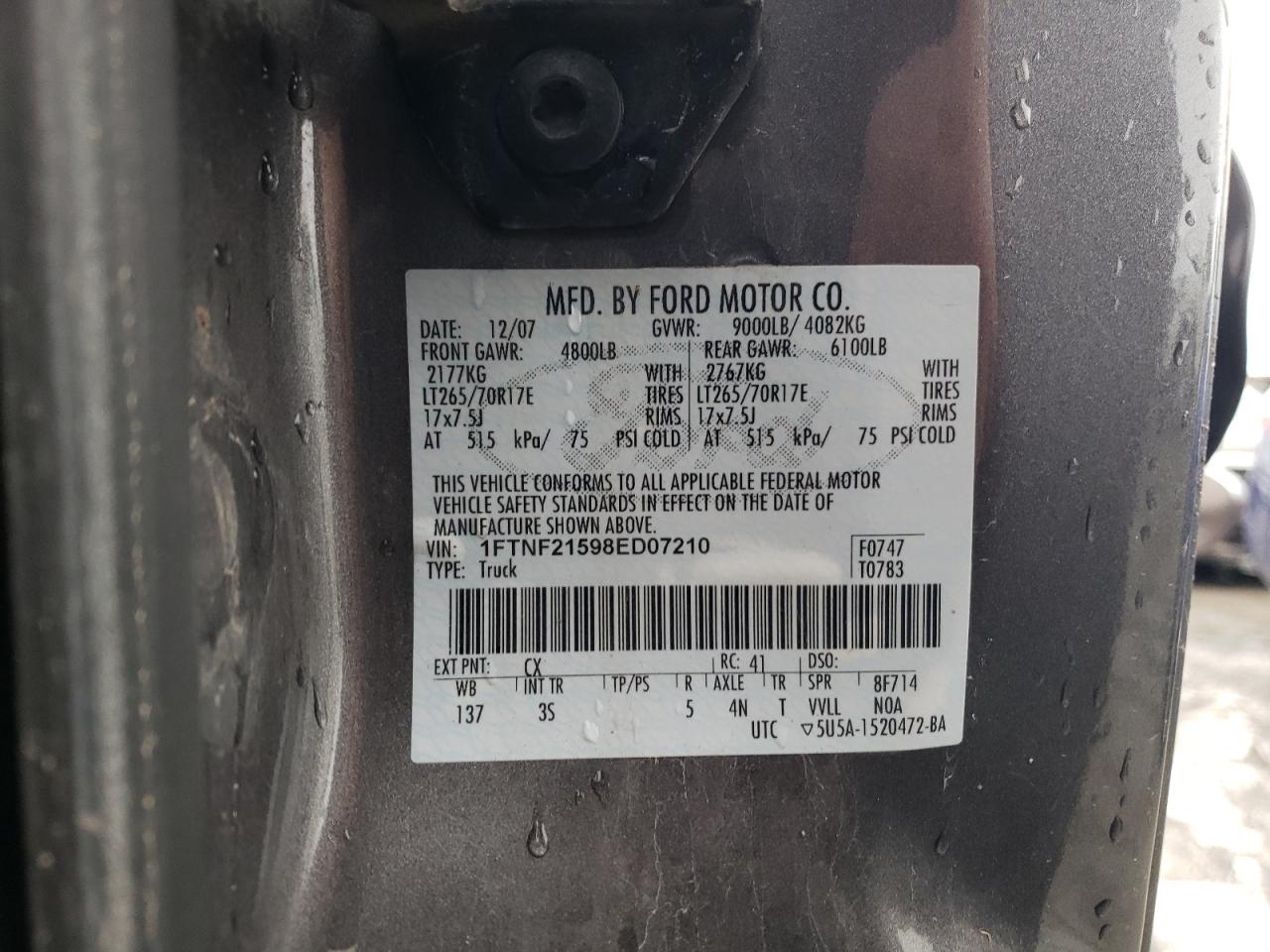 Photo 11 VIN: 1FTNF21598ED07210 - FORD F250 