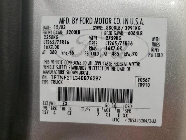 Photo 12 VIN: 1FTNF21L34EB76297 - FORD F250 