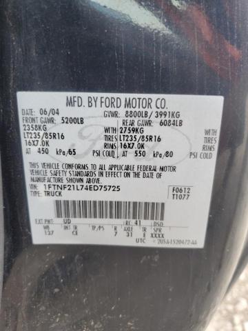 Photo 12 VIN: 1FTNF21L74ED75725 - FORD F250 SUPER 