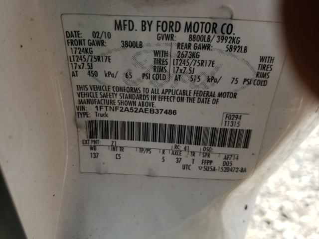 Photo 9 VIN: 1FTNF2A52AEB37486 - FORD F250 SUPER 