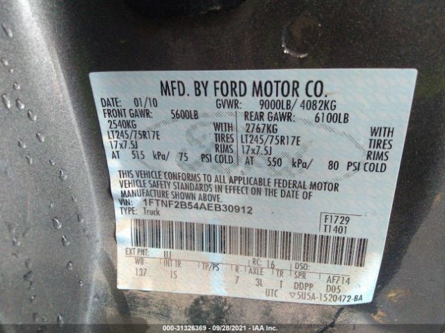 Photo 8 VIN: 1FTNF2B54AEB30912 - FORD SUPER DUTY F-250 