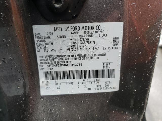 Photo 9 VIN: 1FTNF2B58AEB13756 - FORD F250 SUPER 